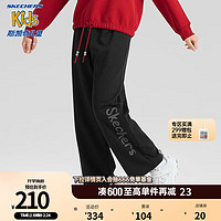 Skechers斯凯奇新年童装女童长裤冬季龙年2024儿童直筒裤L124G079 碳黑/0018 170cm