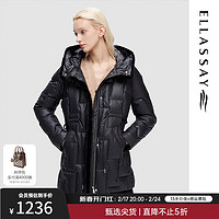 ELLASSAY歌力思休闲连帽收腰羽绒服女EWD344L03300 经典黑 S