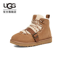 UGG 冬季新款男女同款休闲舒适纯色系带平底毛茸款短靴 1153510