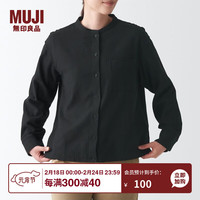 無印良品 無印良品 MUJI女式法兰绒 立领衬衫 格子 内搭 衬衣 BCB19C1A 炭灰色 L