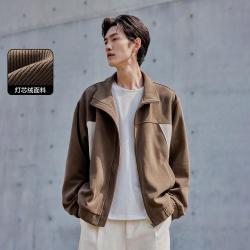 peacebirdwomen太平鸟女装男装灯芯绒夹克秋季翻领撞色外套潮流时尚