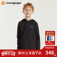 moodytiger儿童卫衣24年春季男女童连帽长袖宽松运动套头衫童装上衣 炭黑色 120cm