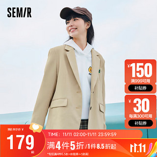 Semir 森马 西装外套女质感通勤气质上衣春秋款101123111002 咖色调00455 L