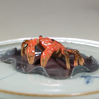 尊壶茶宠摆件紫砂变色螃蟹八方来财精品可养鸿运当头 变色螃蟹 荷叶青