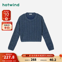 热风 hotwind针织衫女2024年春季新款女士仿水洗舒适休闲宽松时尚百搭上衣外套 06兰色