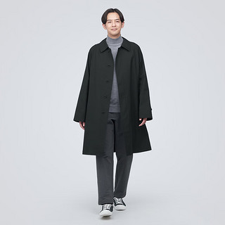 MUJI 無印良品 无印良品（MUJI）男式 不易沾水 立领大衣 长款外套 ADB60C3A风衣外套男 男士风衣 黑色 XL(180/104A)