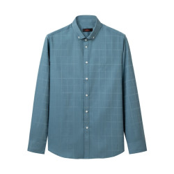 seven柒牌清仓男装休闲衬衫商务时尚青年透气修身格子长衬抗皱男士