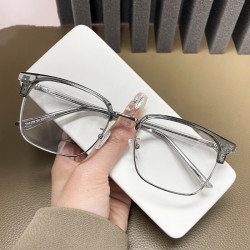 erilles素颜复古眉毛眼镜框亮黑银161非球面防蓝光镜片镜片