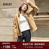 AIGLE【断货回归】艾高秋户外保暖休闲时尚全拉链抓绒衣女士 杻藤杏色 AW131 XL(175/96A)