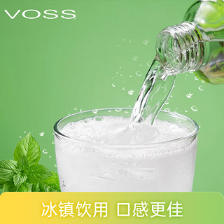 芙丝（VOSS）挪威青柠薄荷苏打气泡水饮料无糖375ml*12瓶(玻璃瓶)