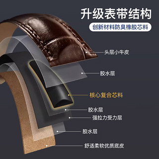 Geluor 歌罗瑞 表带真皮适用天梭表带1853力洛克表带库图杜鲁尔俊雅手表带男款黑色蝴蝶银扣-19mm