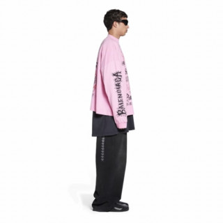 BALENCIAGA 巴黎世家 男士圆领长袖T恤 699191TPVO31715 粉红色 4