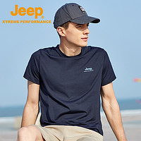 Jeep 吉普 官方夏季冰丝T恤男短袖速干运动上衣宽松大码T恤休闲圆领半袖