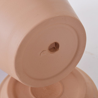 漫生活 陶土盆25*23cm(带托盘)经典宽边盆绿植盆栽室内外多肉花盆复古简约透气天然陶盆 红陶