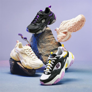 SKECHERS 斯凯奇 复古跑步鞋时尚休闲老爹鞋透气轻便潮流运动鞋 149916-BKMT 黑色/多彩色 女鞋 36 35
