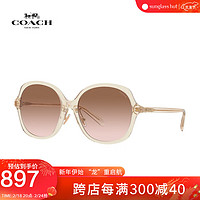 蔻驰(coach)太阳镜时尚粗框女方形大框墨镜眼镜 0HC8360F 黄棕色镜腿/棕色渐变镜片573613 58