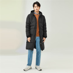 giordano佐丹奴外套男装厚实鸭绒连帽长款羽绒外套01071711