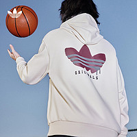 adidas阿迪达斯三叶草男装舒适毛圈布运动连帽卫衣套头衫 奇妙白 M A/M