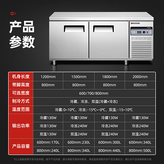 扬子操作台冰柜冷藏工作台商用奶茶店水吧台设备全套不锈钢保鲜柜餐饮柜 隐藏把手款1.2*0.8冷冻 冷冻款