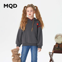 马骑顿 MQD童装女大童23冬学院风潮酷连帽加绒卫衣 深灰 120cm