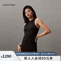 Calvin Klein Jeans24春夏女士复古摩登简约刺绣无袖修身长裙J223343 BEH-太空黑 S