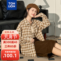 唐狮 TONLION女休闲百搭长袖衬衫WP 奶咖色 S