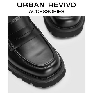 URBAN REVIVO2024春季新款男士经典商务通勤皮质单鞋UAMS40013 黑色 39