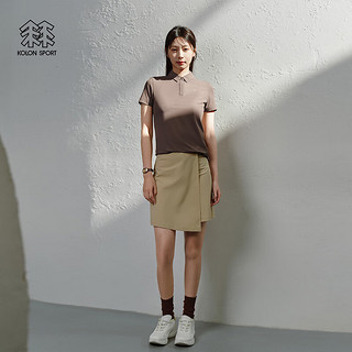 KOLON SPORT/可隆POLO衫 女子户外休闲运动吸湿速干翻领打底短袖T恤 LKPT4MTT02-BR 棕色 155/XS