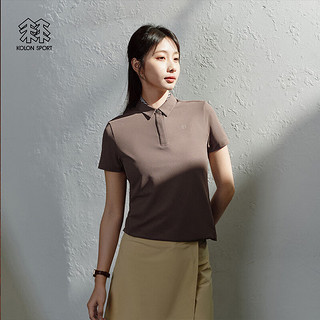 KOLON SPORT/可隆POLO衫 女子户外休闲运动吸湿速干翻领打底短袖T恤 LKPT4MTT02-BR 棕色 155/XS