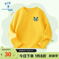 真维斯童装2024春季 潮牌时尚字母印花图案155g棉长袖T恤JU 黄2400 110cm