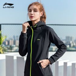 lining李宁运动外套女秋冬开衫连帽宽松外套跑步健身拉链休闲服短款