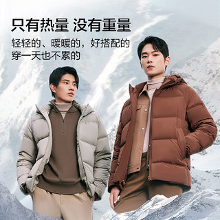 红豆羽绒服男【明星同款&加厚】防风连帽防水商务休闲保暖外套男 S5陨石灰 180/100B 【145-160斤】