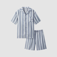 蕉内丝丝520H超级市场睡衣男女士夏季冰丝凉感短袖短裤长裤家居服套装 【短袖短裤男】蒙灰条纹—啤酒 XXXL