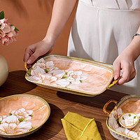 CERAMICS 佩尔森 陶瓷餐具碗碟套装盘子家用釉下彩微波炉适用山茶花12英寸鱼盘