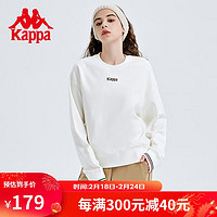 卡帕（Kappa）套头衫女秋短款运动卫衣休闲圆领长袖 韩国白-012 L