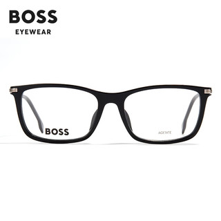 雨果博斯（HUGO BOSS）商务男士方框板材镜架全框可配近视度数镜片1614 284-黑色