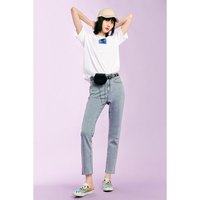 太平鸟女装 烟管裤女薄款高腰九分裤子直筒裤牛仔裤 牛仔蓝1 S