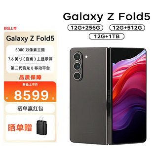 SAMSUNG 三星 alaxyZfold5智能手机折叠屏手机双模5GFold5宇夜黑12GB+256GB港版