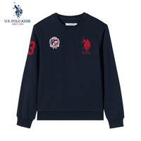 移动端、京东百亿补贴：U.S. POLO ASSN. 卫衣男春秋圆领休闲打底衫男士上衣运动男装USPA 藏蓝色 XL
