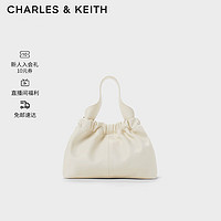 CHARLES & KEITH CHARLES&KEITH时尚柔软褶皱链条云朵包手提包单肩包女CK2-10151320 Cream奶白色 S