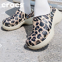 卡骆驰（crocs）女鞋 夏季款经典野性迷彩云朵Clog豹纹印花洞洞鞋厚底凉拖鞋 207844-2Y4 W5/220mm/34-35码