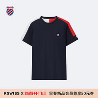 盖世威（K·SWISS）男T恤 24春季新款透气百搭印花运动休闲短袖1010360 495深靛蓝