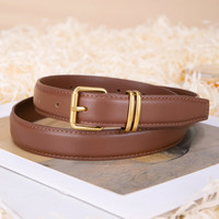 牛当家金属圈皮带女真皮腰带针扣头层牛皮百搭时尚裤带礼盒装 24mm高级咖 100cm