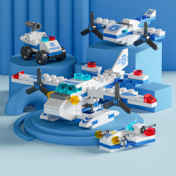 积木小颗粒拼装玩具男女孩消防汽车思维训练拼图玩具生日礼物城市警车