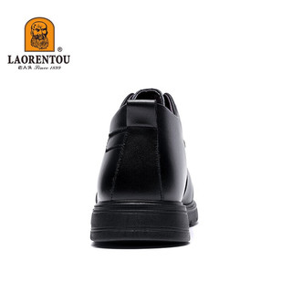 老人頭（LAORENTOU）皮鞋男冬季保暖加绒商务休闲鞋头层牛皮中帮厚底棉靴 A90389 黑41