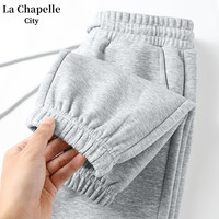 La Chapelle City 拉夏贝尔黑色运动裤女春加绒款2024宽松显瘦高腰收脚休闲裤