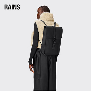 Rains 北欧经典双肩包 防水时尚背包电脑包书包男女Backpack Mini 黑色