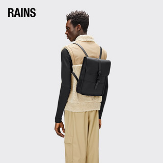 Rains 北欧经典双肩包 防水时尚背包电脑包书包男女Backpack Mini 黑色