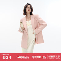 eifini 伊芙丽 防晒经典基础通勤设计感西装外套女2024春装 淡粉色 155/80A/S