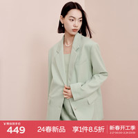 伊芙丽(eifini)【果冻系列】伊芙丽休闲设计感百搭宽松廓形西装外套女2024春装 浅绿 165/88A/L 135-155斤